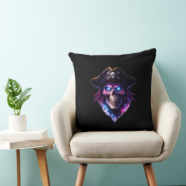 Cosmic Pirate Skull Galaxy Throw Pillow Kissen