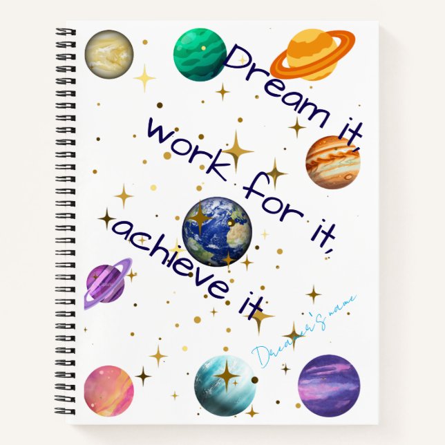 Cosmic Planet Inspiration Notebook Notizbuch (Vorderseite)