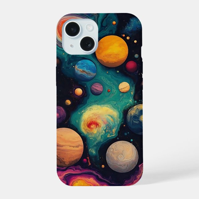 Cosmic Planets Phone Case iPhone 15 Hülle (Rückseite)