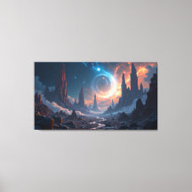 Cosmic Planetscape Swirling Galaxien Canvas Print