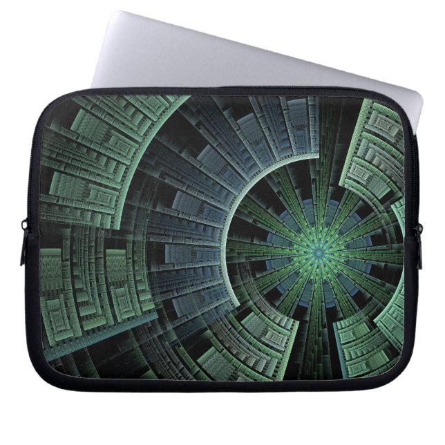 Cosmic Pod Green Abstrakt Geometric Laptopschutzhülle (Vorderseite)