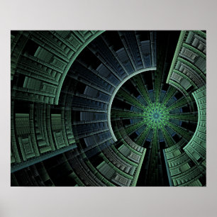 Cosmic Pod Green Abstrakt Geometric Poster