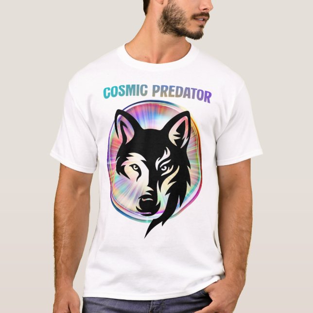 Cosmic Predator Nebula Wolf T-Shirt (Vorderseite)