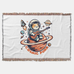 Cosmic Purr - Astro Gitarrist Katze Decke