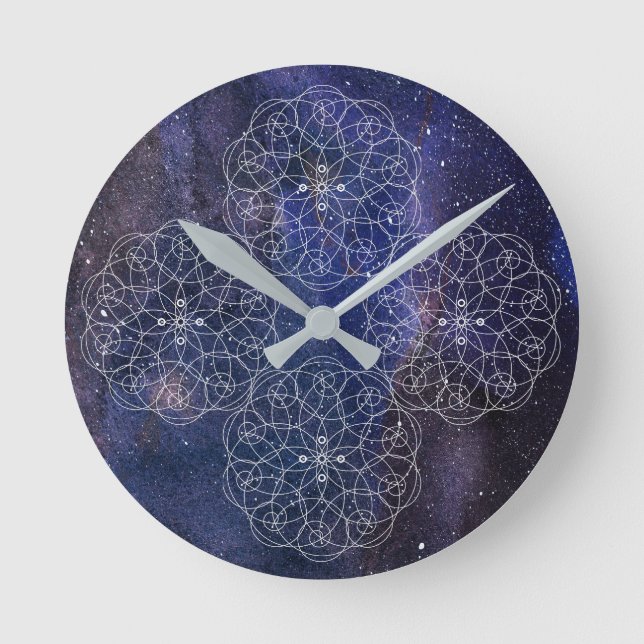 Cosmic Quartet Acryl Wall Clock Runde Wanduhr (Vorderseite)