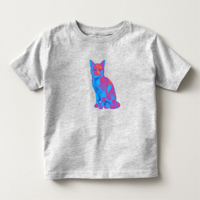 Cosmic Quilt Feline – Trippy Geometric Cat Art Kleinkind T-shirt (Vorderseite)