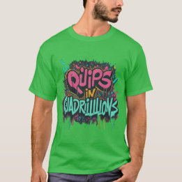 Cosmic Quips T - Shirt Design in grüner Farbe