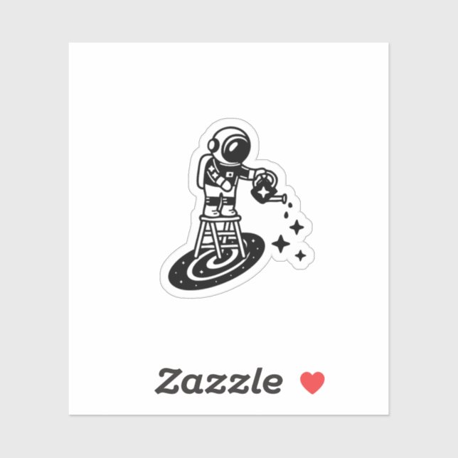 Cosmic Rain – Astronaut Watering Stars Sticker  (Blatt)