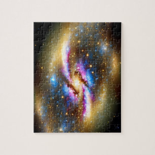 Cosmic Rosa Gold und Blau Glitzern Universum Galax Puzzle