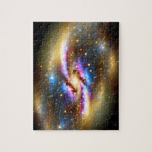 Cosmic Rosa Gold und Blau Glitzern Universum Galax Puzzle (Vertikal)