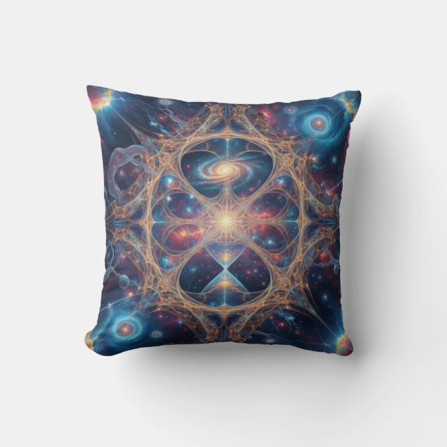 Cosmic Sacred Geometry Galaxy Mandala Art Kissen (Vorderseite)