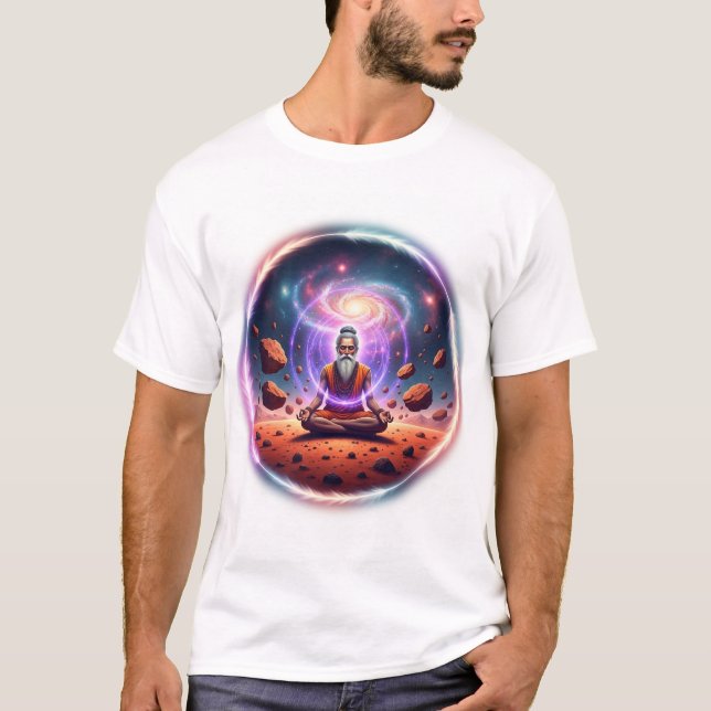 Cosmic Sadhu: Mars Meditation Galaxy Art T-Shirt (Vorderseite)