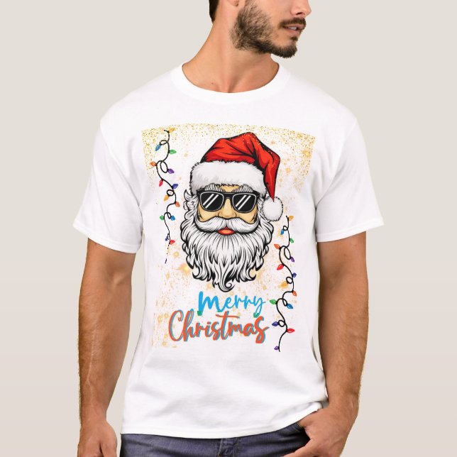 Cosmic Santa wünscht frohe Weihnachten T-Shirt (Vorderseite)
