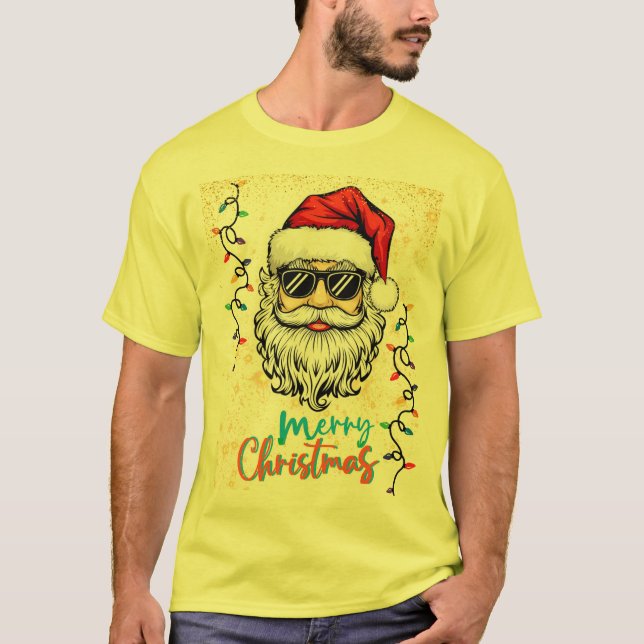 Cosmic Santa wünscht frohe Weihnachten T-Shirt (Vorderseite)