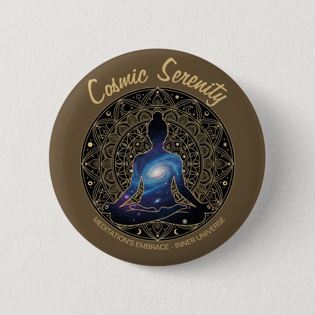 Cosmic Serenity Meditation – Galaxy Mandala  Button (Vorderseite)