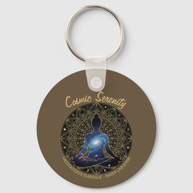 Cosmic Serenity Meditation – Galaxy Mandala  Schlüsselanhänger (Vorderseite)