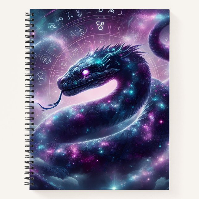 Cosmic Serpent Zodiac Galaxy Astrology Notizbuch (Vorderseite)