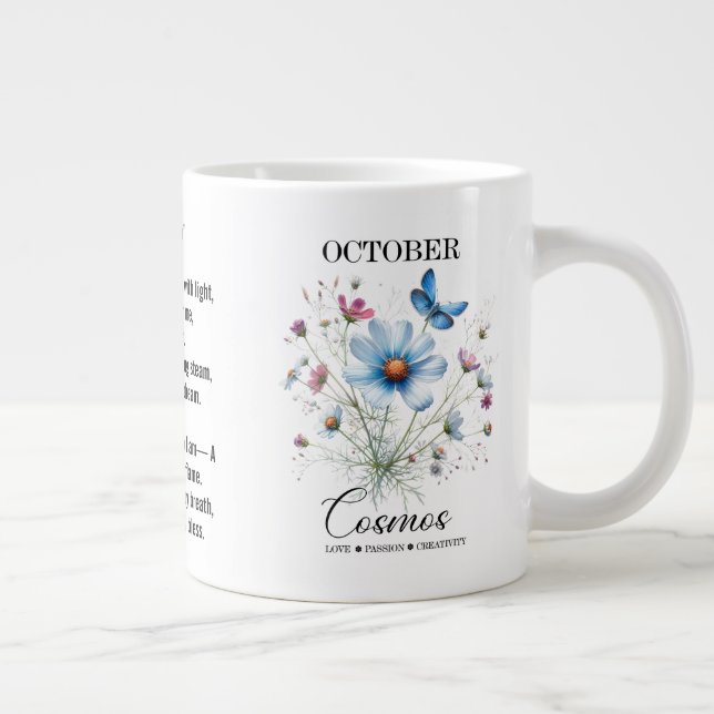 Cosmic Sip October Birth Flower Mug of Love Jumbo-Tasse (Rechts)