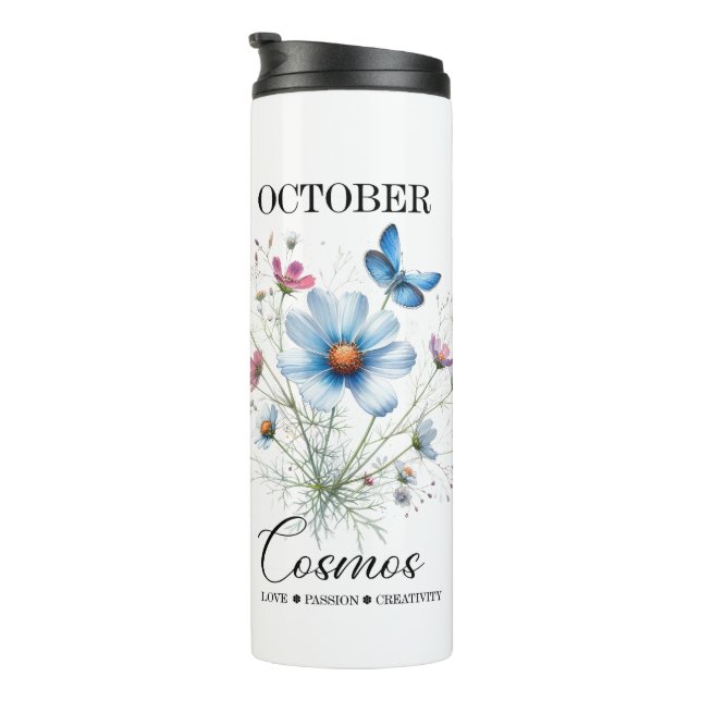 Cosmic Sip • October Birth Flower Thermal Tumbler  Thermosbecher (Nach rechts gedreht)