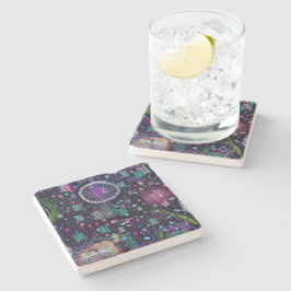 Cosmic Snow Storm: Abstract Maximalism Art Steinuntersetzer