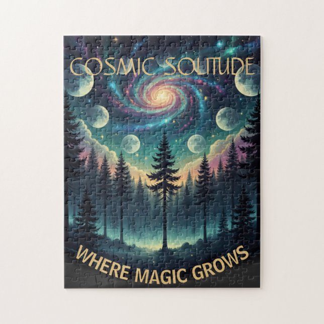 Cosmic Solitude Galaxy Forest • Mondphasen Puzzle (Vertikal)