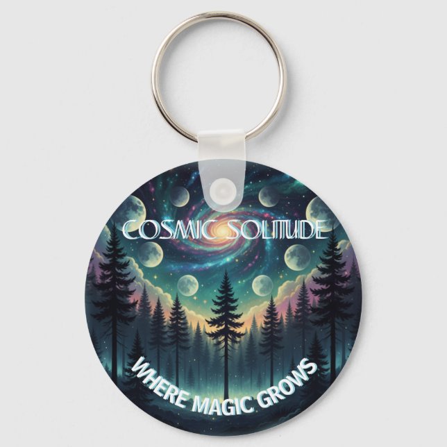 Cosmic Solitude Galaxy Forest • Mondphasen Schlüsselanhänger (Vorderseite)