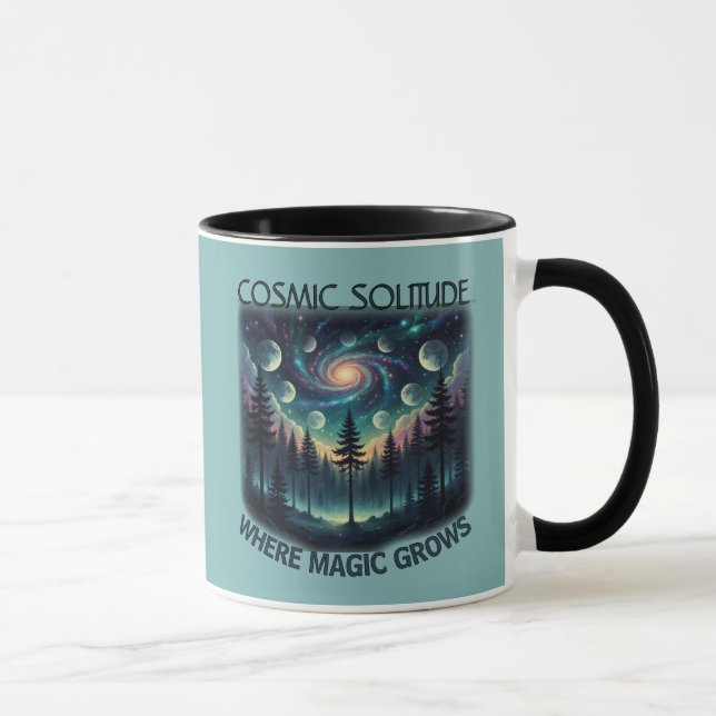 Cosmic Solitude Galaxy Forest • Moon Phases Tasse (Rechts)