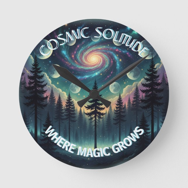 Cosmic Solitude Galaxy Forest •Phasen (OHNE NUMMER Runde Wanduhr (Vorderseite)