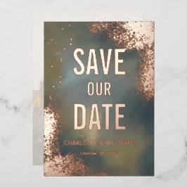 Cosmic Sparkle Hombre Foto Overlay Save the Date Folieneinladung