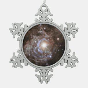 Cosmic Star Holiday Wreath Schneeflocken Zinn-Ornament