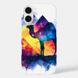 Cosmic Starry Night Egyptian Camel Landschaft iPhone 16 Hülle