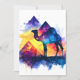 Cosmic Starry Night Egyptian Camel Landschaft Feiertagskarte