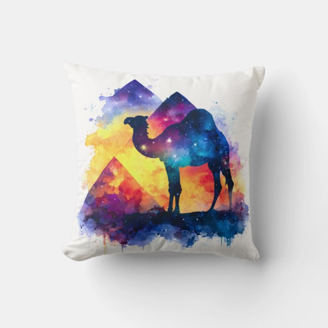 Cosmic Starry Night Egyptian Camel Landschaft Kissen (Vorderseite)
