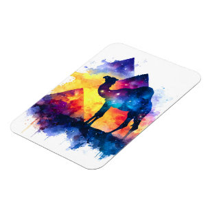 Cosmic Starry Night Egyptian Camel Landschaft Magnet