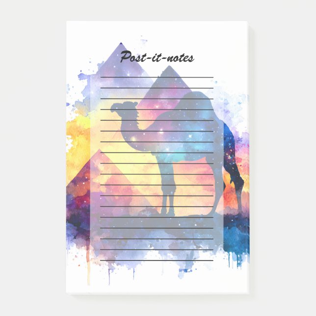 Cosmic Starry Night Egyptian Camel Landschaft Post-it Klebezettel (Vorderseite)