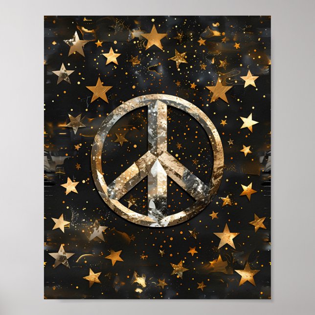 Cosmic Starry Peace Symbol Poster (Vorne)