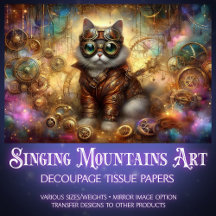 Cosmic Steampunk Celestis Fantasy Cat Decoupage