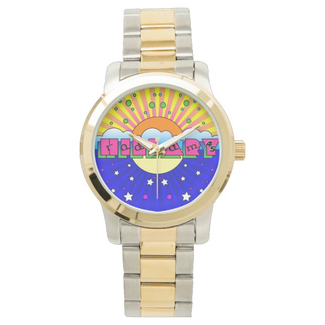 Cosmic Style Hillary Celebration Poster Armbanduhr (Vorderseite)