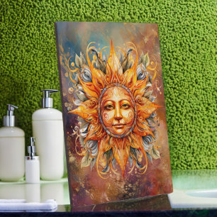 Cosmic Sun Face Digital Art Tabletter Fotoplatte