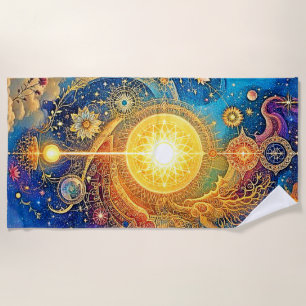 Cosmic Sun Mandala Art Strandtuch