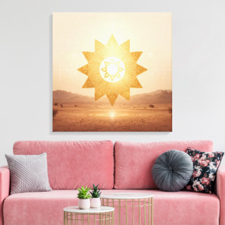Cosmic Sun Portal Boho Wall Art | Golden Mandala Leinwanddruck