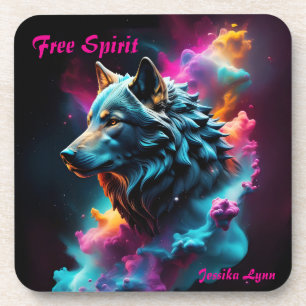 Cosmic Surreal Fantasy Wolf Custom Abstrakt Art Getränkeuntersetzer