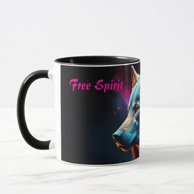 Cosmic Surreal Fantasy Wolf Custom Abstrakt Art Tasse (Links)