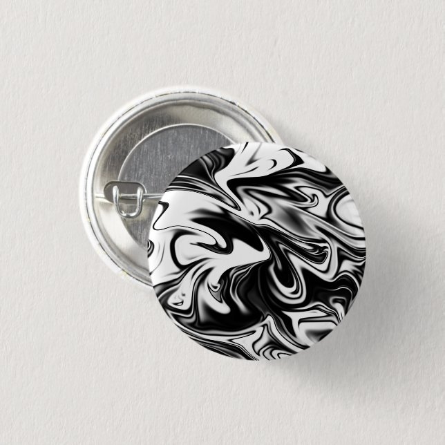 "Cosmic Swirl: Das Schwarz-Weiß-Marmor-Elegante Button (Vorne & Hinten)