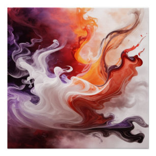 Cosmic Swirl: Ein Abstrakter Tanz aus Rot und Gold Poster