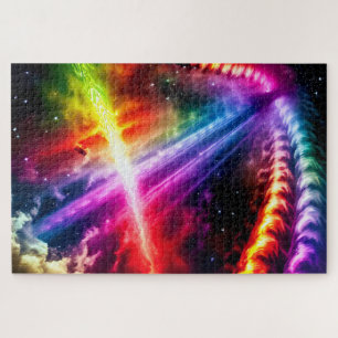 Cosmic Swirling Indigo Celestial Rainbow Universe Puzzle