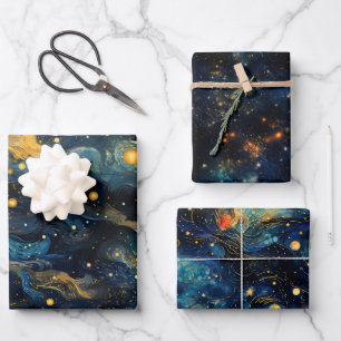 Cosmic Symphony Celestial Musical Shapes Design Geschenkpapier Set