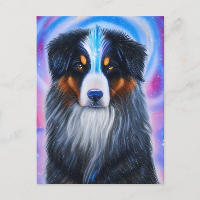 Cosmic Tri Color Austrailian Shepherd Postkarte (Vorderseite)
