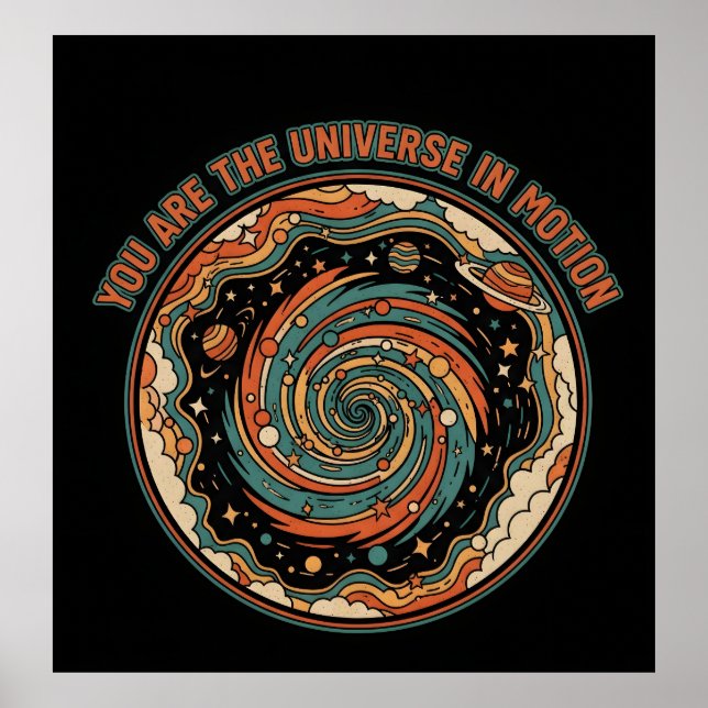 Cosmic Universe In Motion - Retro Aesthetic Spirit Poster (Vorne)