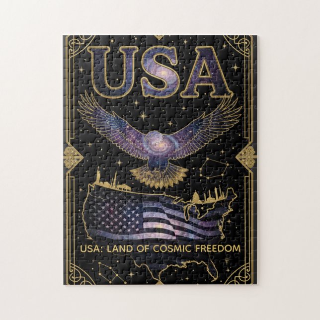Cosmic USA Eagle Celestial Map Art Puzzle (Vertikal)